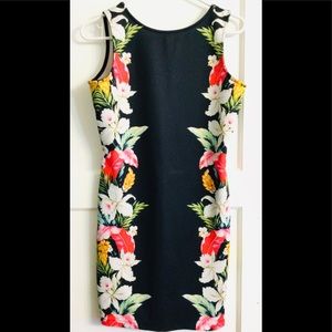Suiteblanco stretch Bodycon black floral dress L